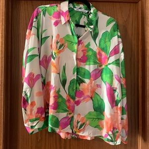 Zara Floral Button Up Shirt | XL